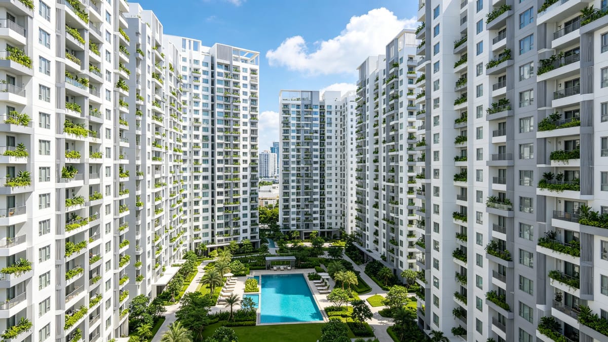 现代公寓建筑与居住环境示意